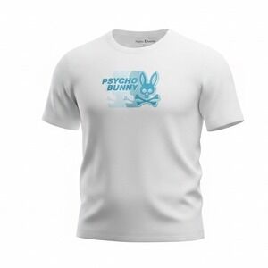 Psycho Bunny Mens 4XL White Kona Crew Neck Graphic Tee White T-Shirt NWT